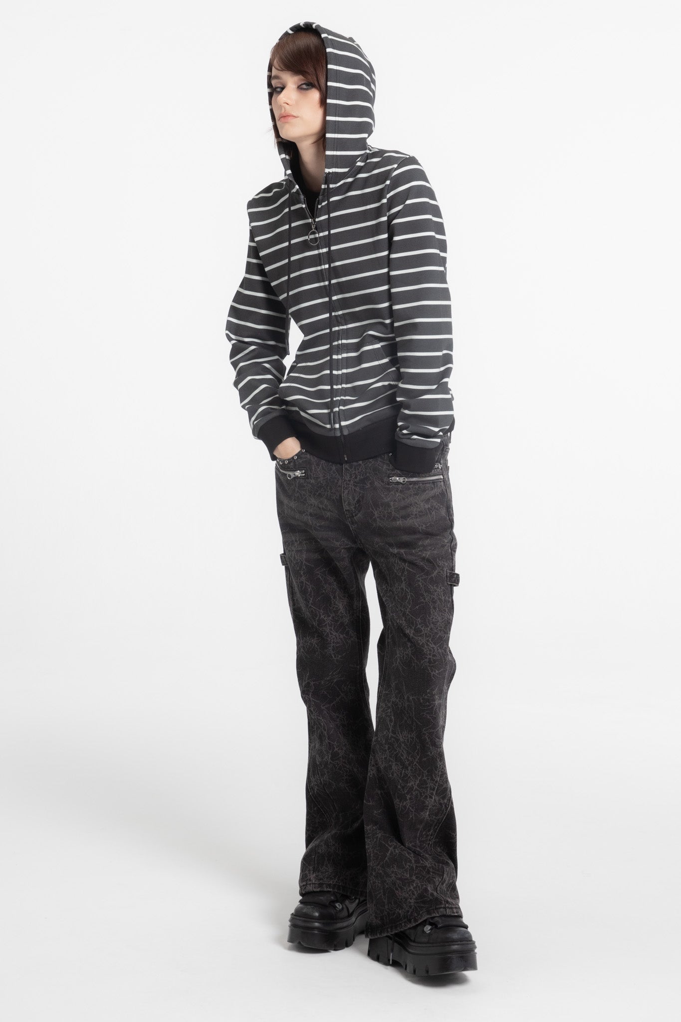 Stripe Slim Zip Hoodie