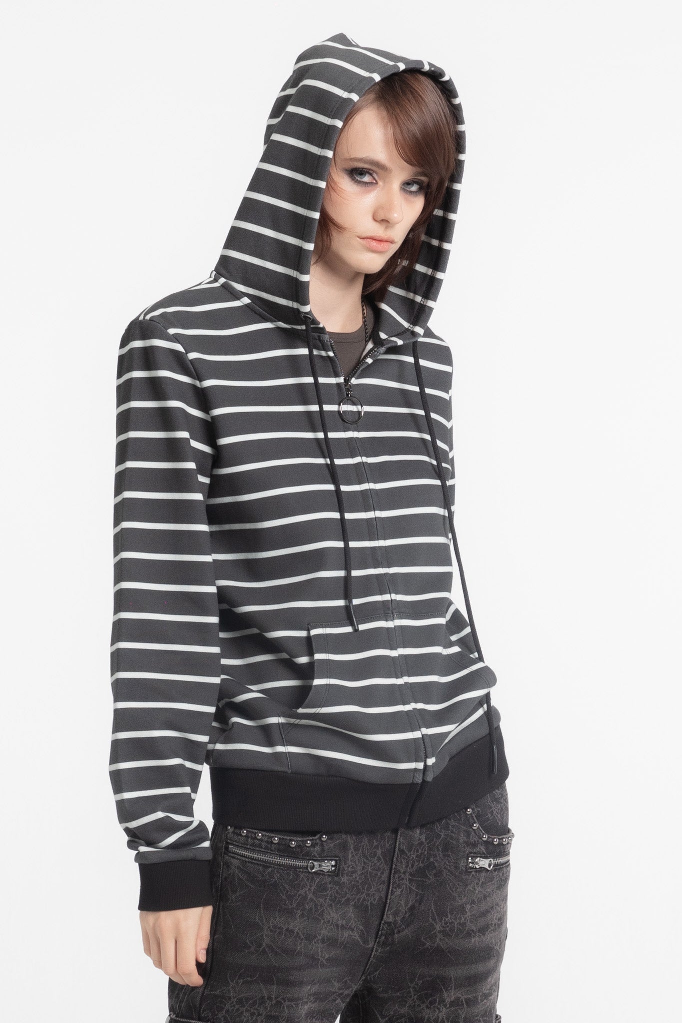 Stripe Slim Zip Hoodie