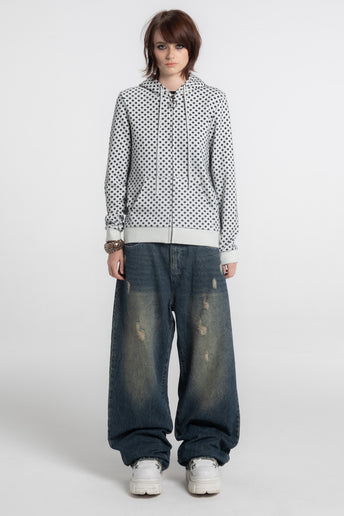 Polka Dot Slim Zip Hoodie