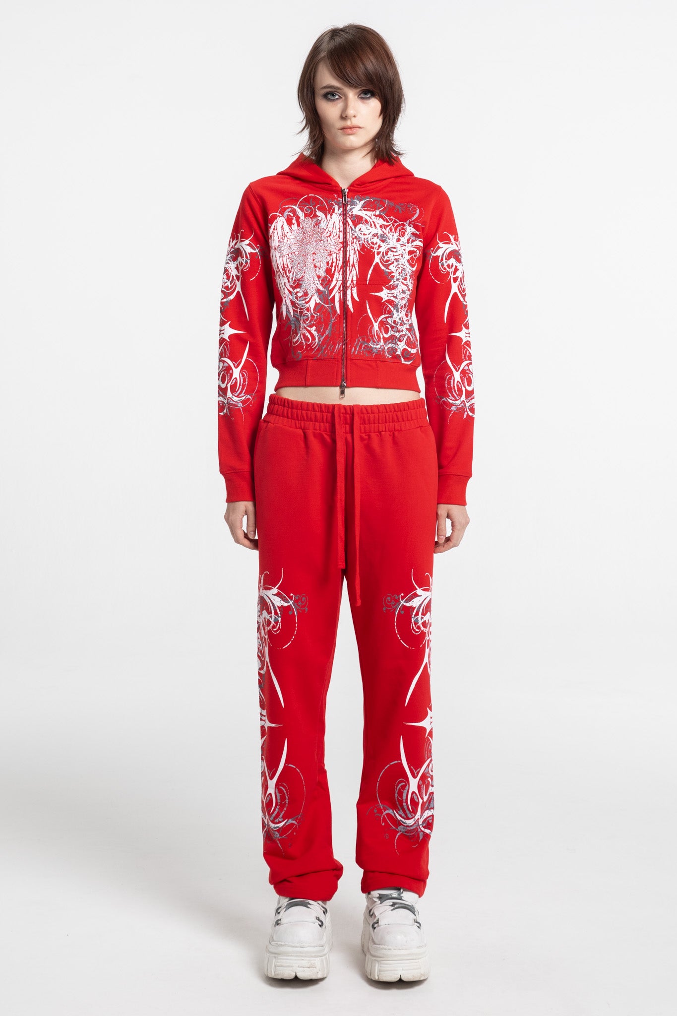 Red Eclipse Cropped Hoodie