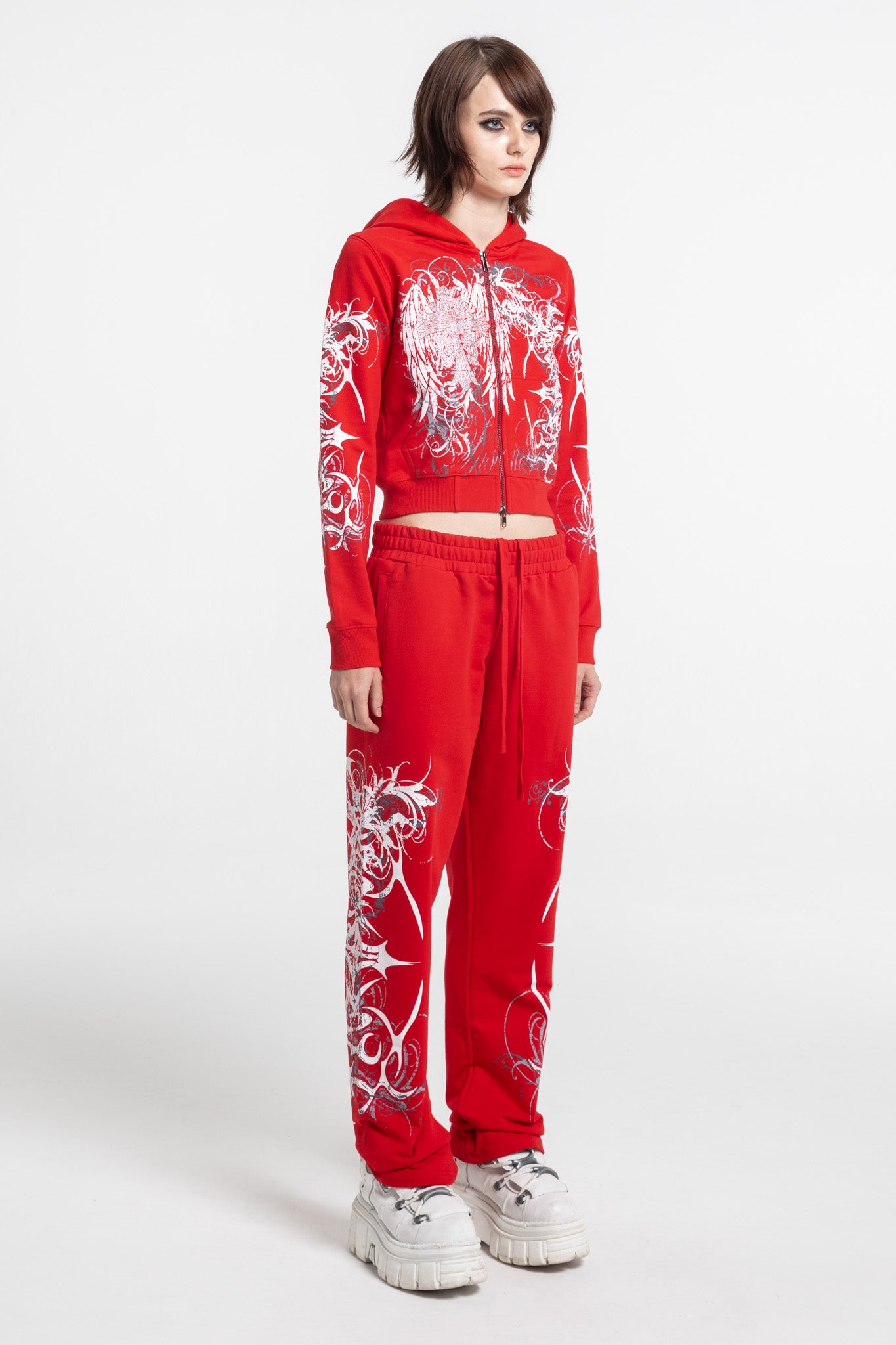 Red Eclipse Cropped Hoodie