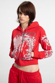 Red Eclipse Cropped Hoodie