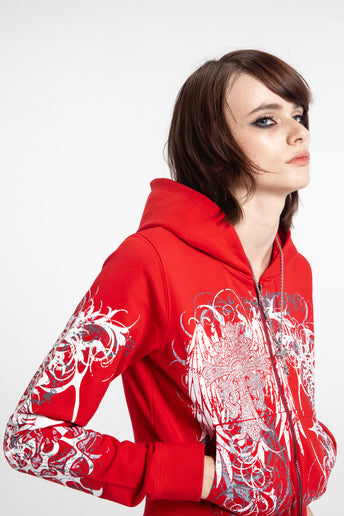 Red Eclipse Cropped Hoodie
