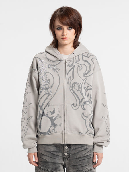Rhinestone Tribal Zip Hoodie – INSOMNIA VISUALS