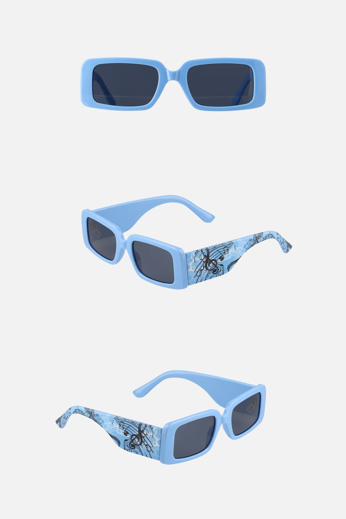 Blue Note Glasses shown front, angled and side