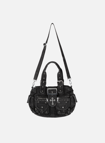 Cross Denim Shoulder Bag