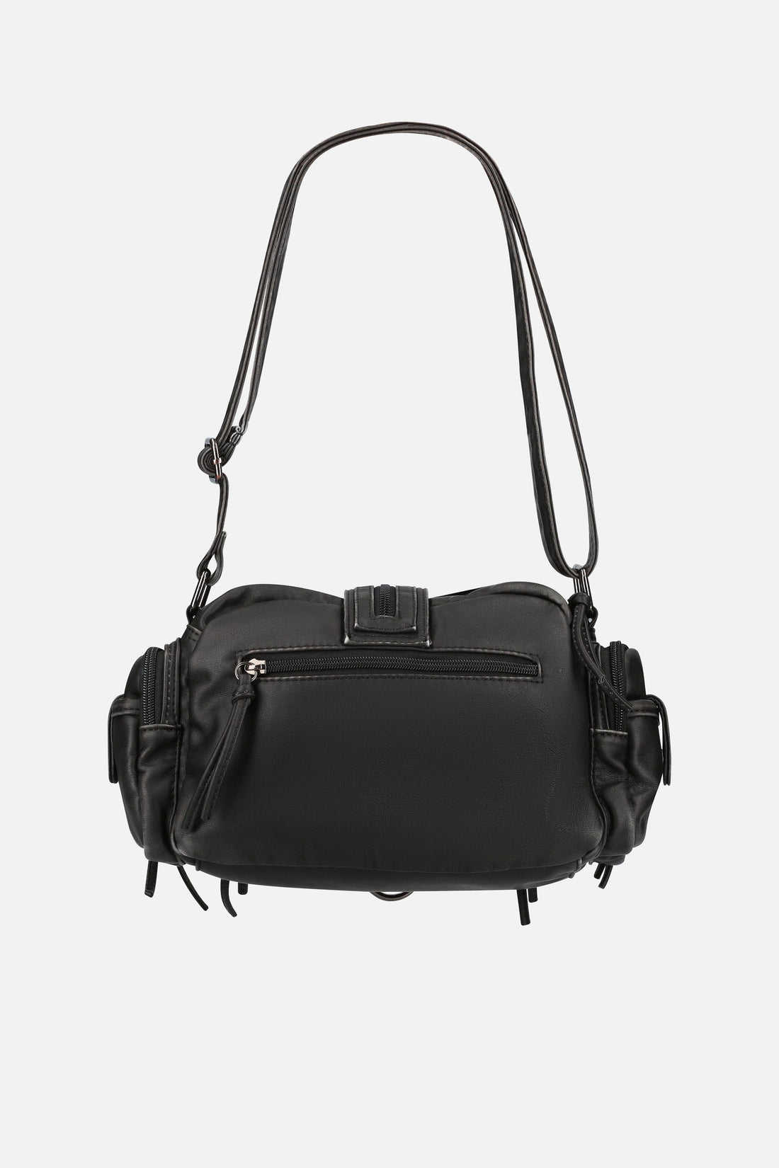 Back of the PU Leather Side Rodeo Bag with zip pocket