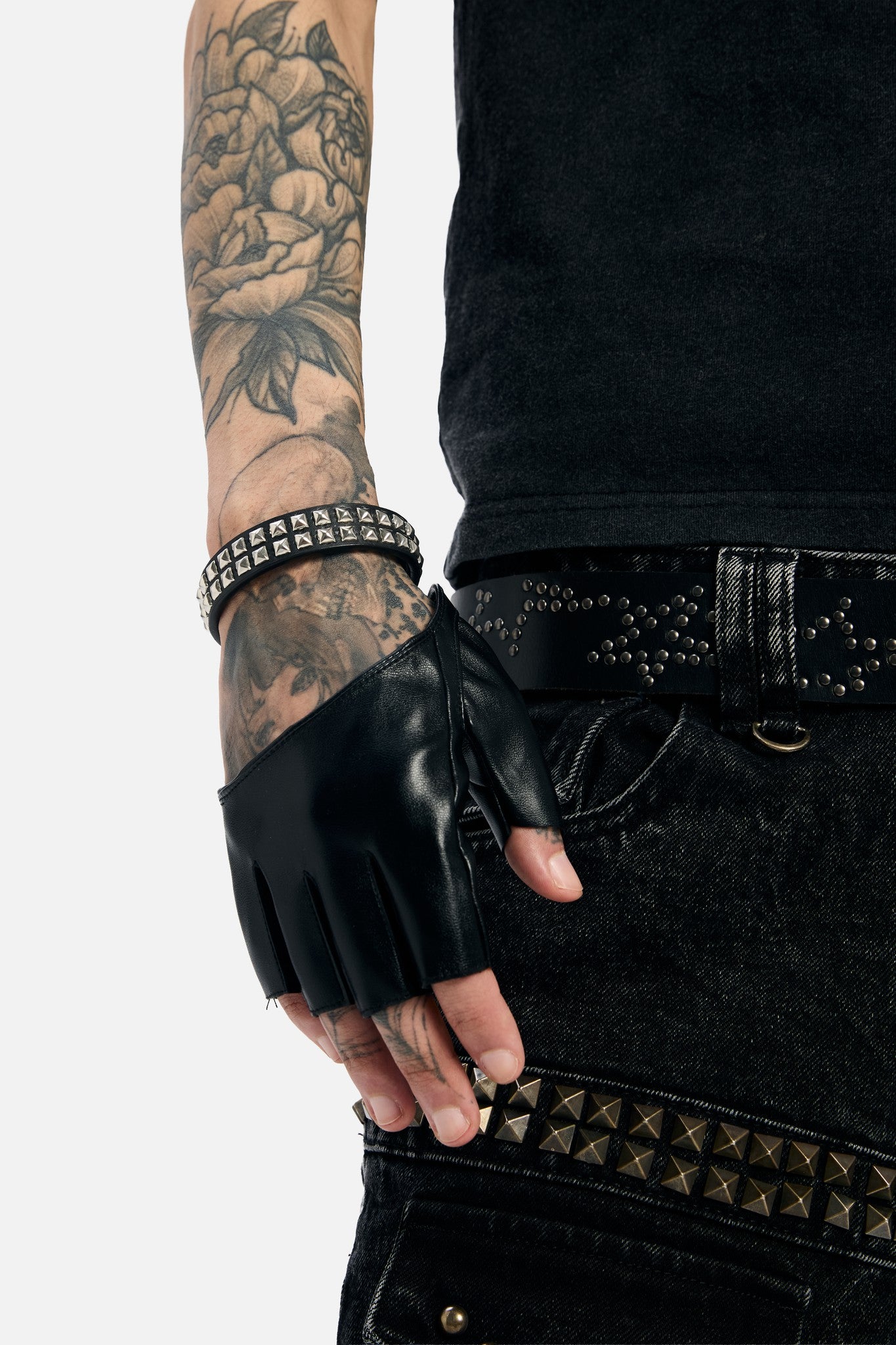 Pyramid Studded Faux Leather Bracelet