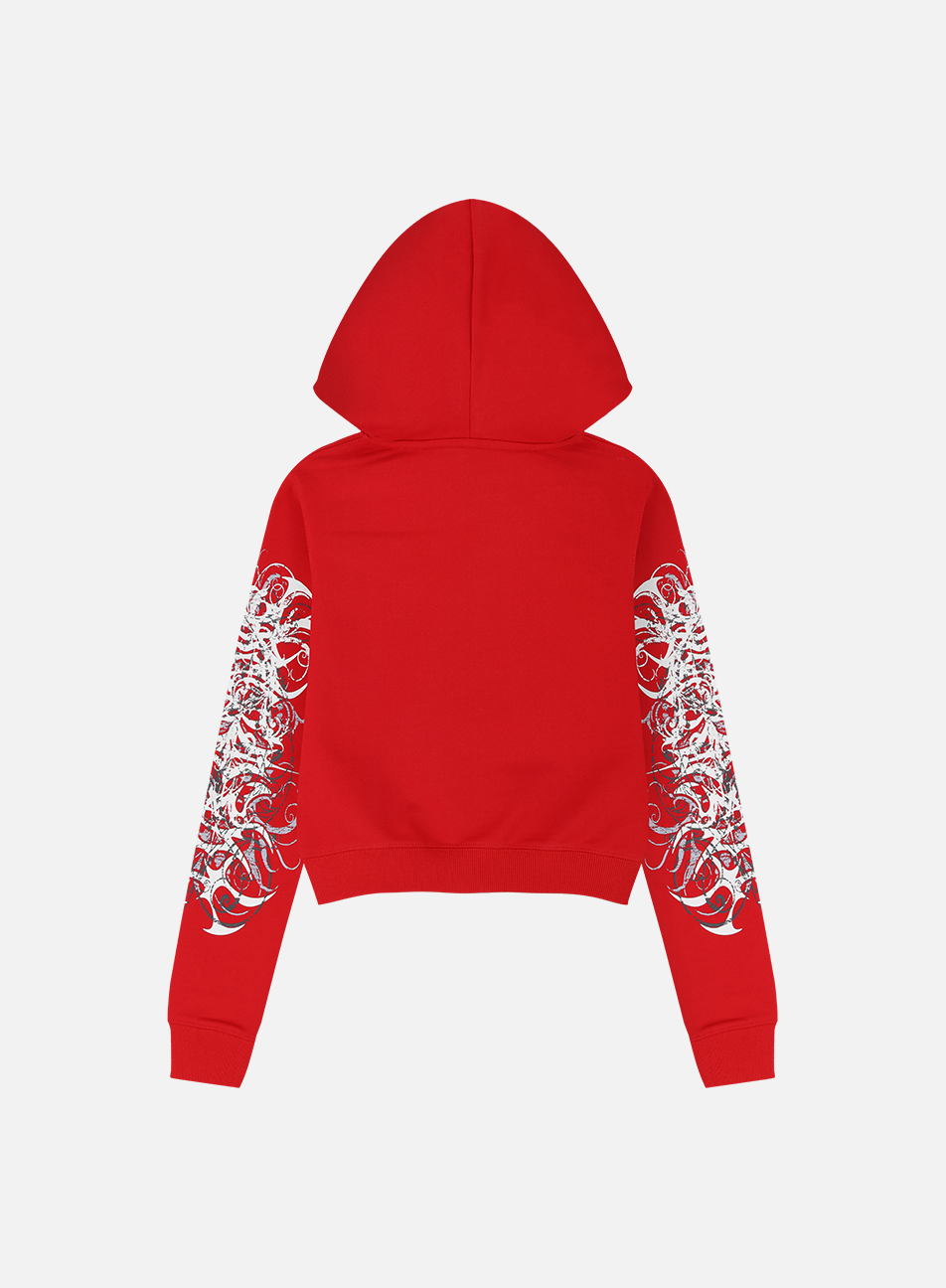 Red Eclipse Cropped Hoodie