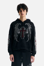 Red Cross Zip Up Hoodie