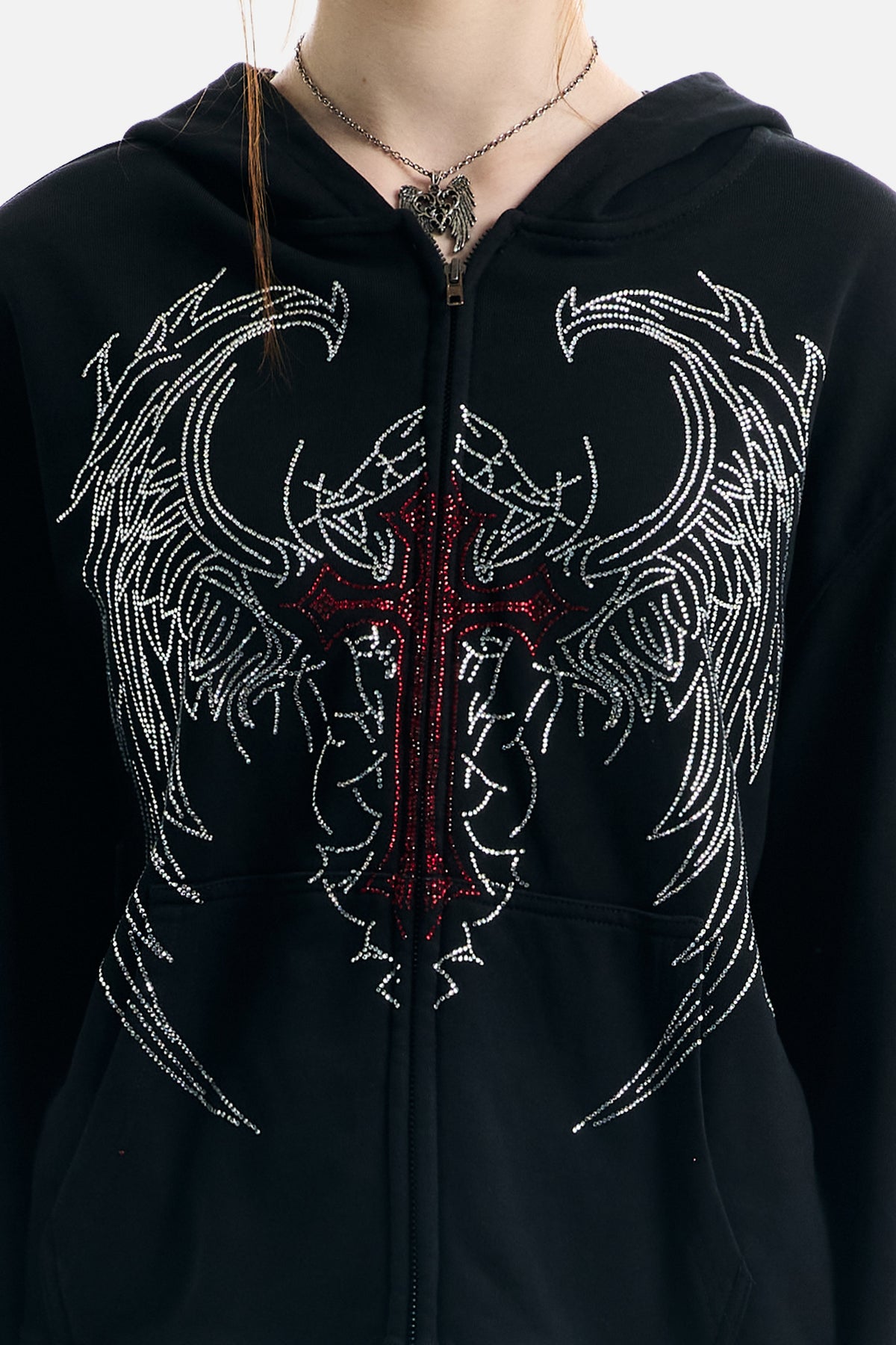 Red Cross Zip Up Hoodie