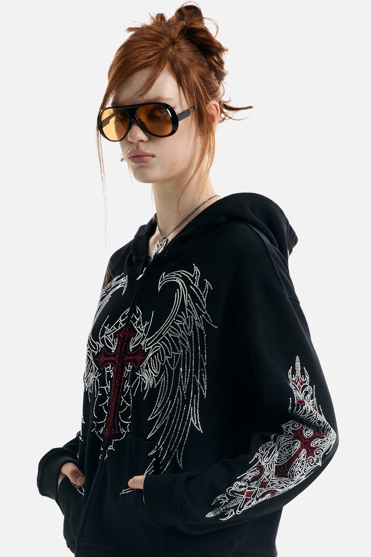 Red Cross Zip Up Hoodie